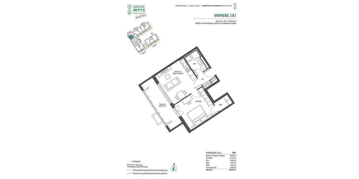 Etagenwohnung Kirchheim b. München Heimstetten - 2 Zimmer, 49 m&sup2;, 462.000&euro; | Angebot:25768636