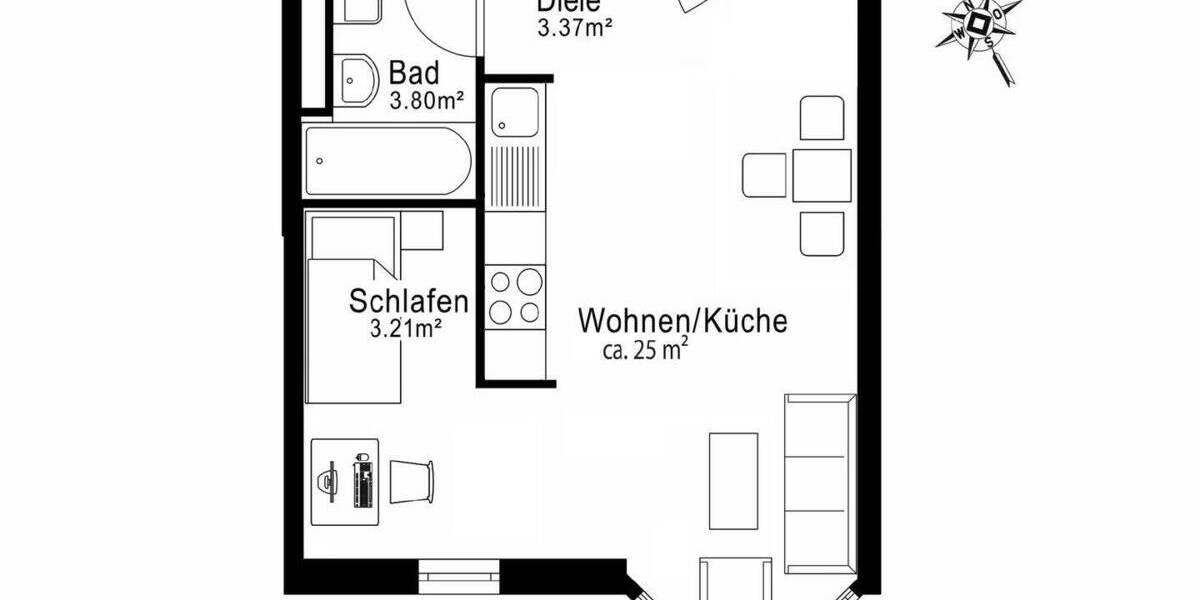 Etagenwohnung München Maxvorstadt - 1 Zimmer, 35 m&sup2;, 324.000&euro; | Angebot:26153787