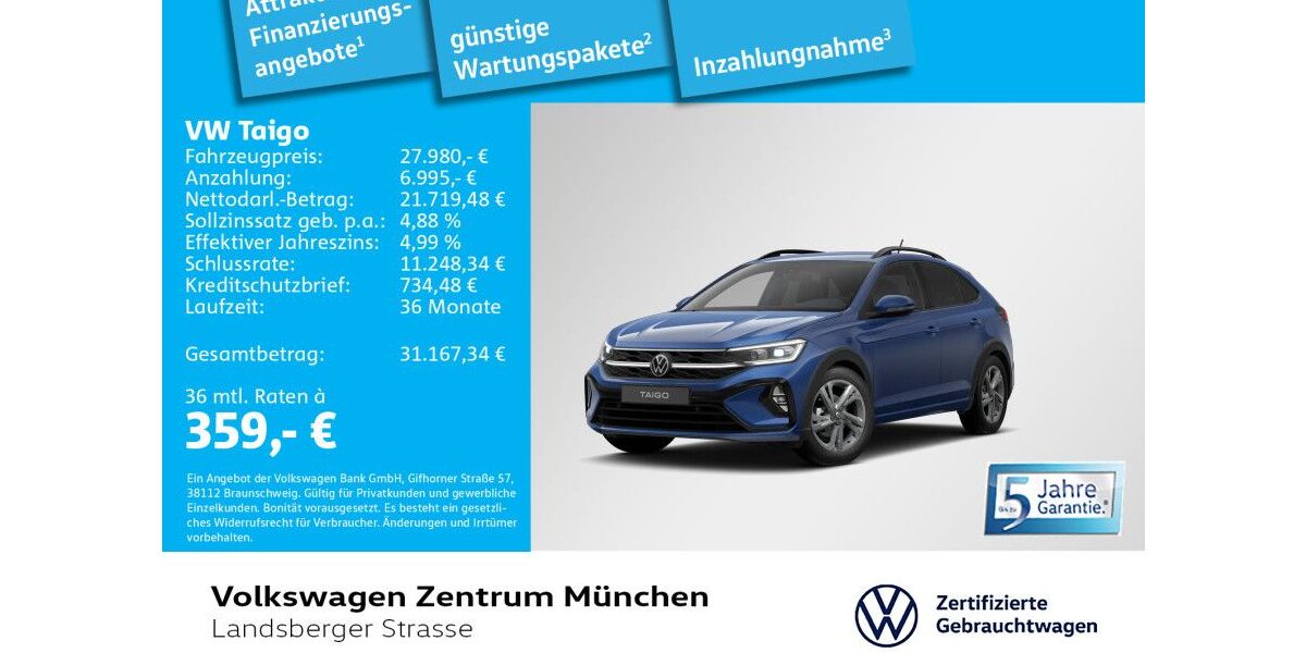 VW Taigo 7.248 km 27.980 &euro; München 80687