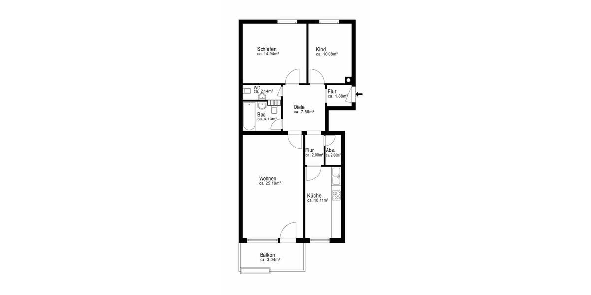 Etagenwohnung München Milbertshofen-Am Hart - 3 Zimmer, 83 m&sup2;, 529.000&euro; | Angebot:26778129