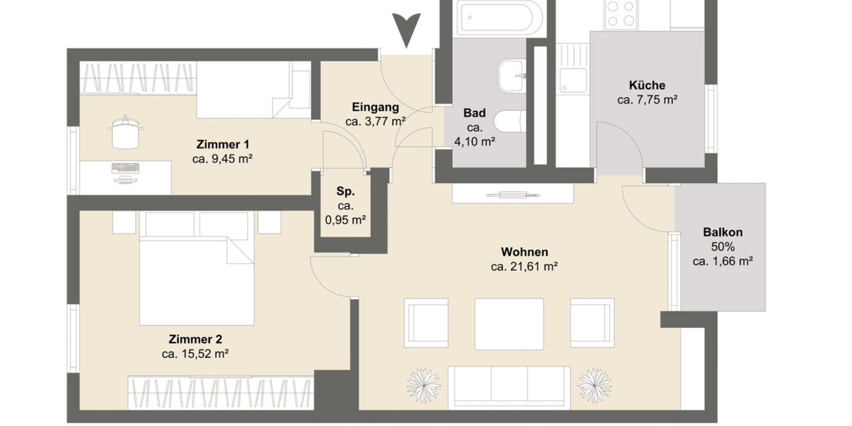 Etagenwohnung Holzkirchen - 3 Zimmer, 64 m&sup2;, 160.000&euro; | Angebot:26644399