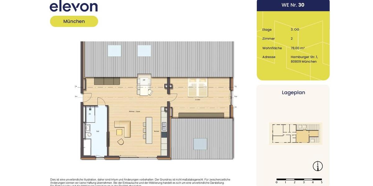 Großzügig und möbliert: Wohntraum im elevon 2 zimmer