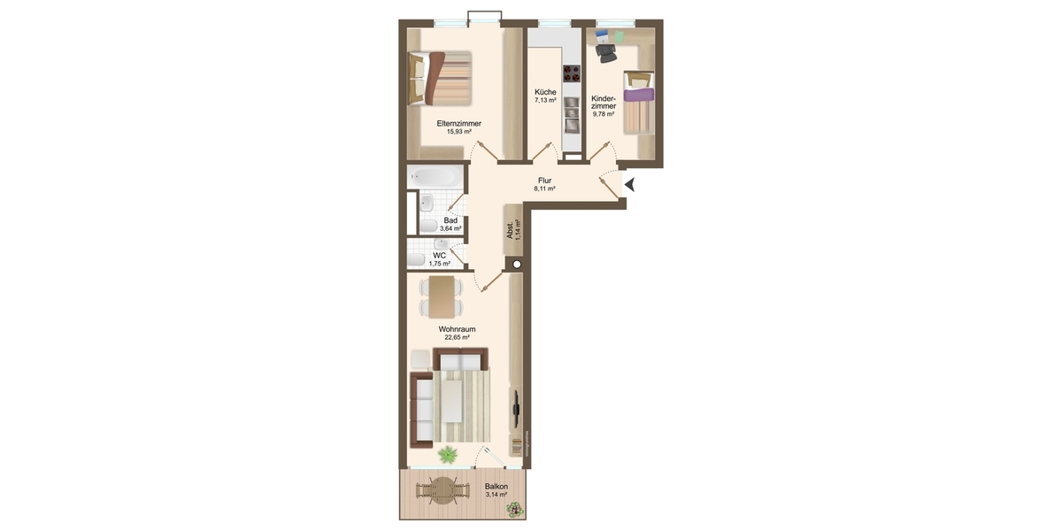 Helle 3-Zimmer-Wohnung in der obersten Etage in Neuhausen am Olympiapark-Süd - Etagenwohnung München Moosach | Angebot:25918911