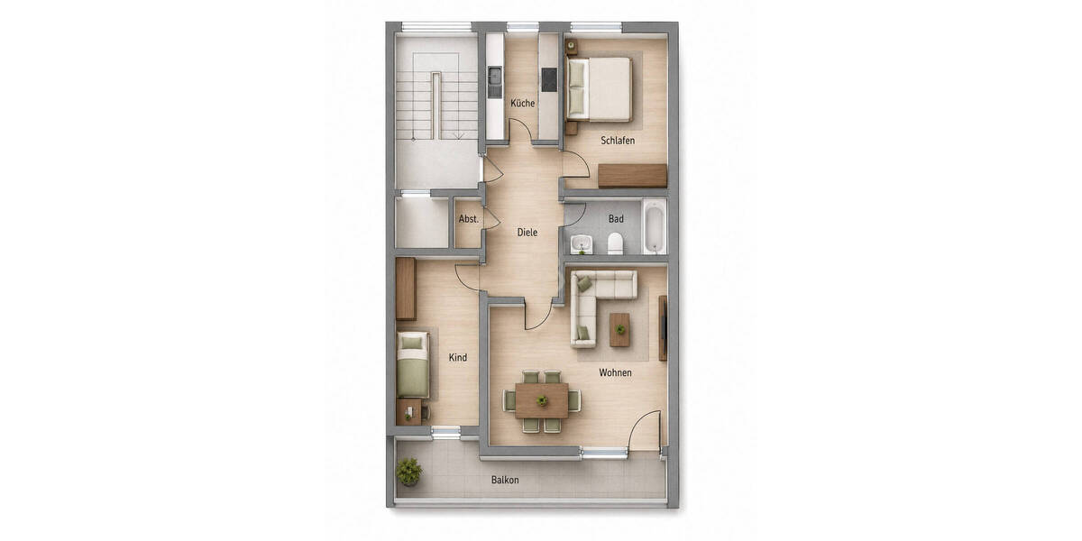Etagenwohnung München Bogenhausen - 3 Zimmer, 78 m&sup2;, 599.000&euro; | Angebot:26779572