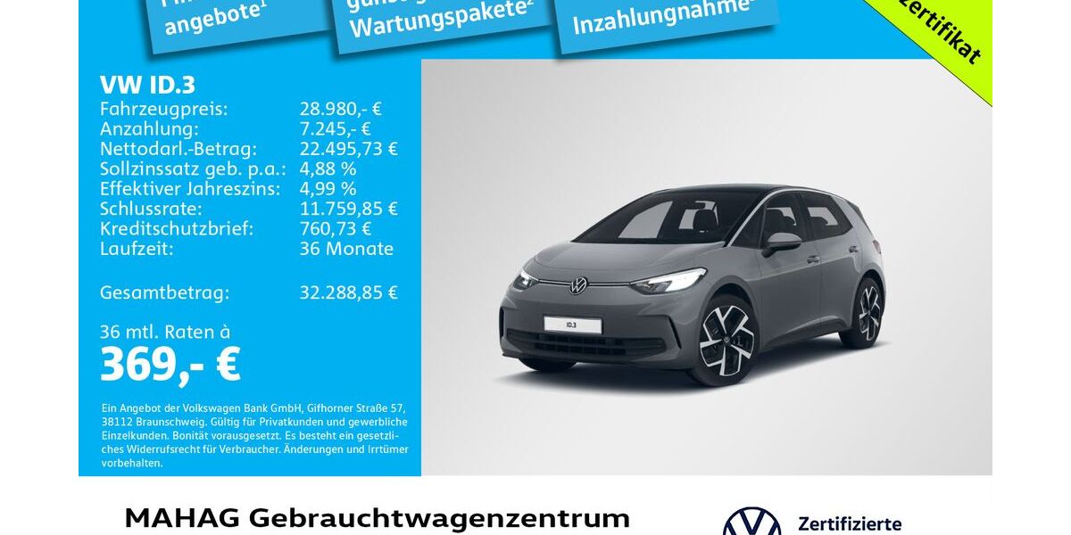 VW ID.3 16.610 km 28.980 &euro; München 80935