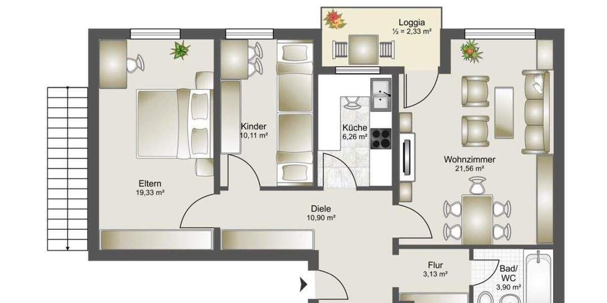Etagenwohnung Planegg - 3 Zimmer, 76 m&sup2;, 358.000&euro; | Angebot:25097236