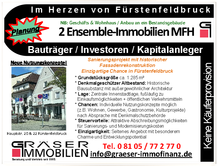 Einfamilienhaus Fürstenfeldbruck - 20 Zimmer, 2.124 m&sup2;, 2.450.000&euro; | Angebot:25811559