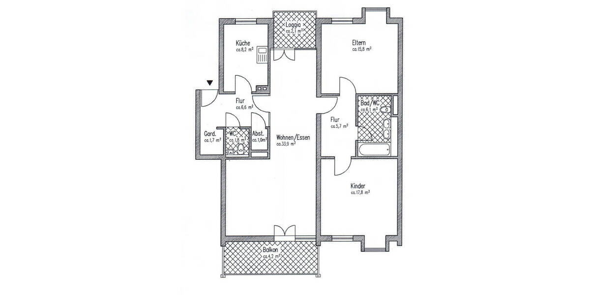 Etagenwohnung München Bogenhausen - 3 Zimmer, 105 m&sup2;, 2.010&euro; | Angebot:26286512