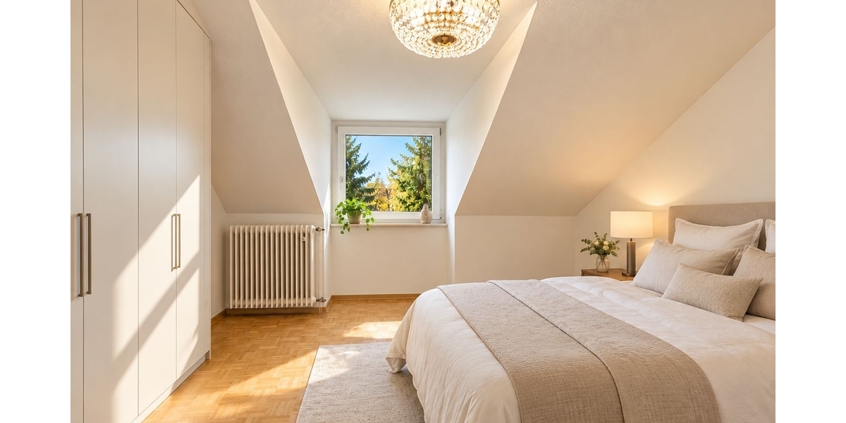 Sonnige DG-Wohnung mit charmantem Wohnambiente in Nymphenburg in der Nähe des Hirschgartens! - Dachgeschoßwohnung München Nymphenburg | Angebot:27737032