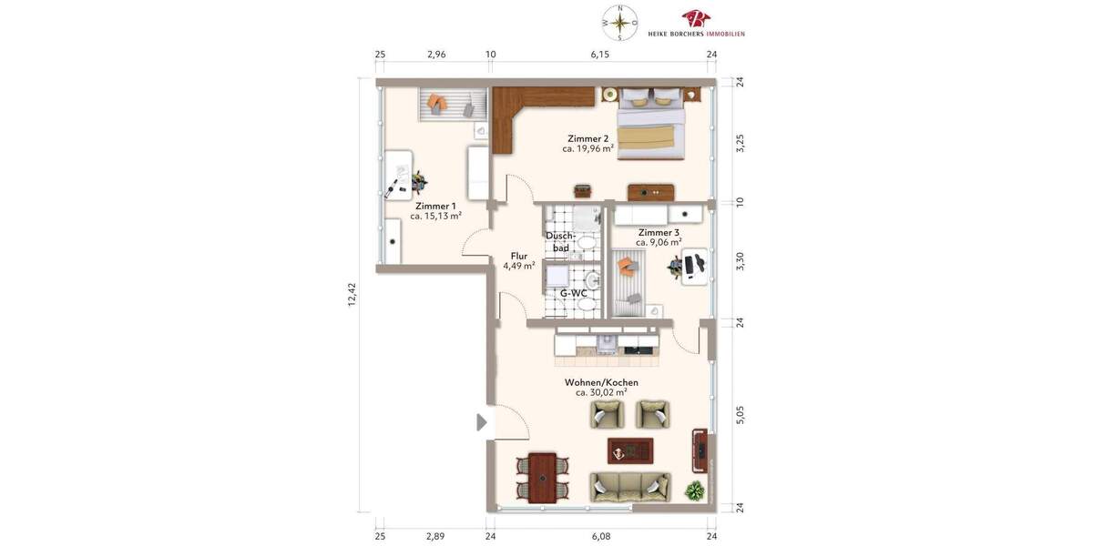 Etagenwohnung Unterhaching - 3 Zimmer, 84 m&sup2;, 475.200&euro; | Angebot:25779886