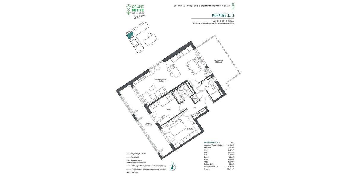 Terrassenwohnung Kirchheim b. München Heimstetten - 3 Zimmer, 98 m&sup2;, 920.000&euro; | Angebot:25664021
