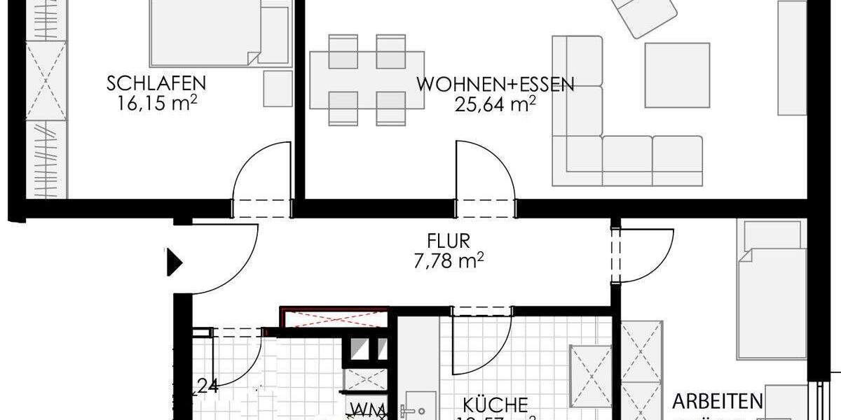 Neuwertige 3-Zimmer-Wohnung über die gesamte 1. Etage 3 zimmer