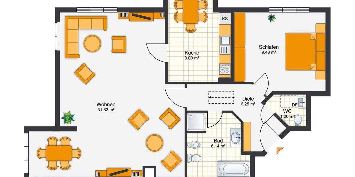 Etagenwohnung Neubiberg - 2 Zimmer, 65 m&sup2;, 427.500&euro; | Angebot:25698577