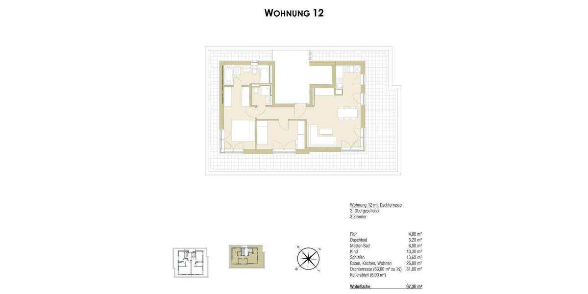 Etagenwohnung München Trudering-Riem - 3 Zimmer, 97 m&sup2;, 997.000&euro; | Angebot:26919793