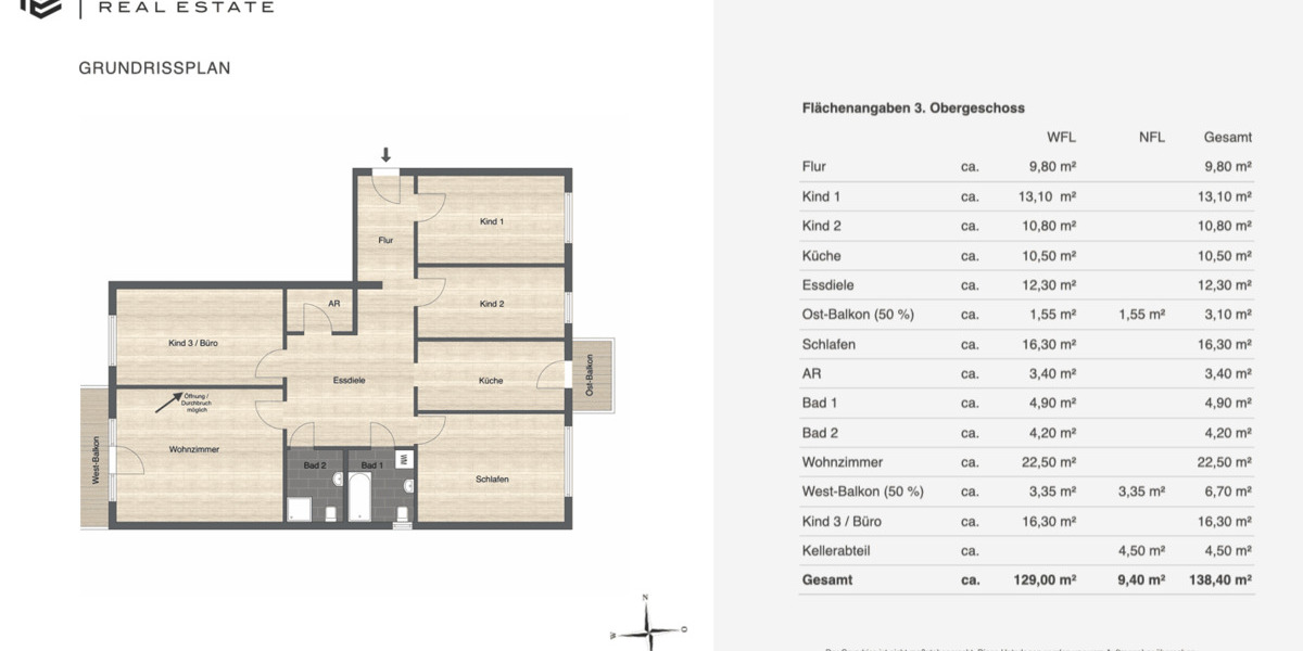 Etagenwohnung München Schwabing-West - 5 Zimmer, 129 m&sup2;, 2.640&euro; | Angebot:26684001