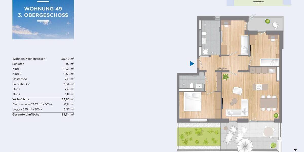 Etagenwohnung Eching - 4 Zimmer, 95 m&sup2;, 819.000&euro; | Angebot:26105713