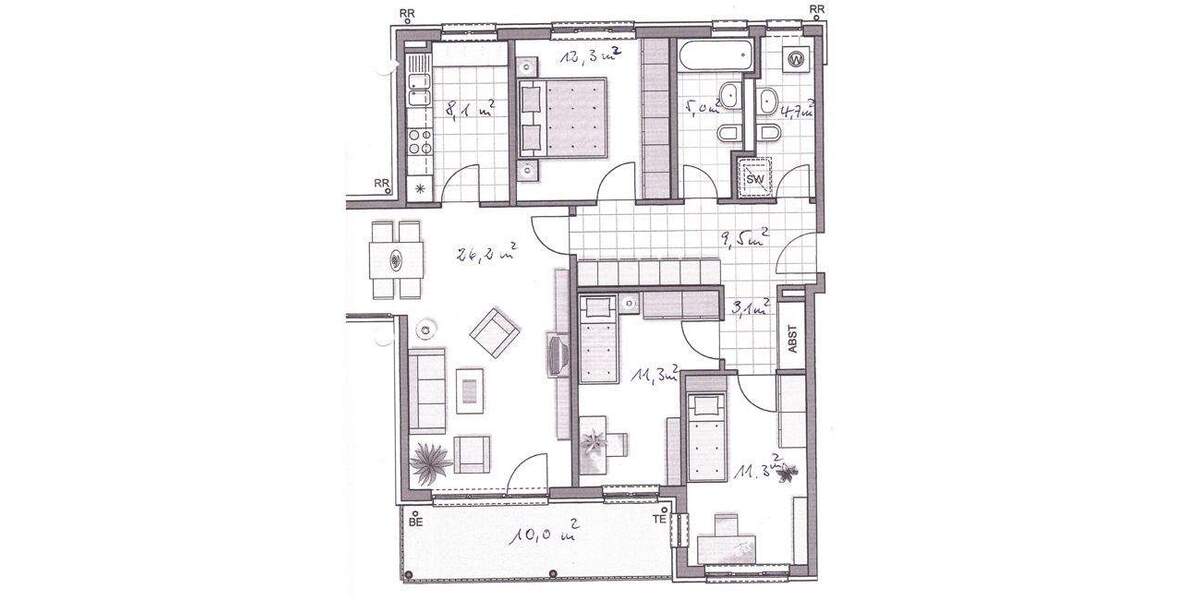Etagenwohnung Neubiberg - 4 Zimmer, 96 m&sup2;, 1.850&euro; | Angebot:24835467
