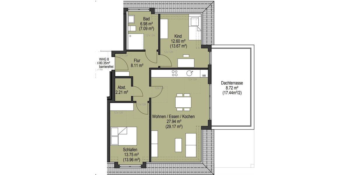 Etagenwohnung München Trudering-Riem - 3 Zimmer, 80 m&sup2;, 1.675&euro; | Angebot:26256873