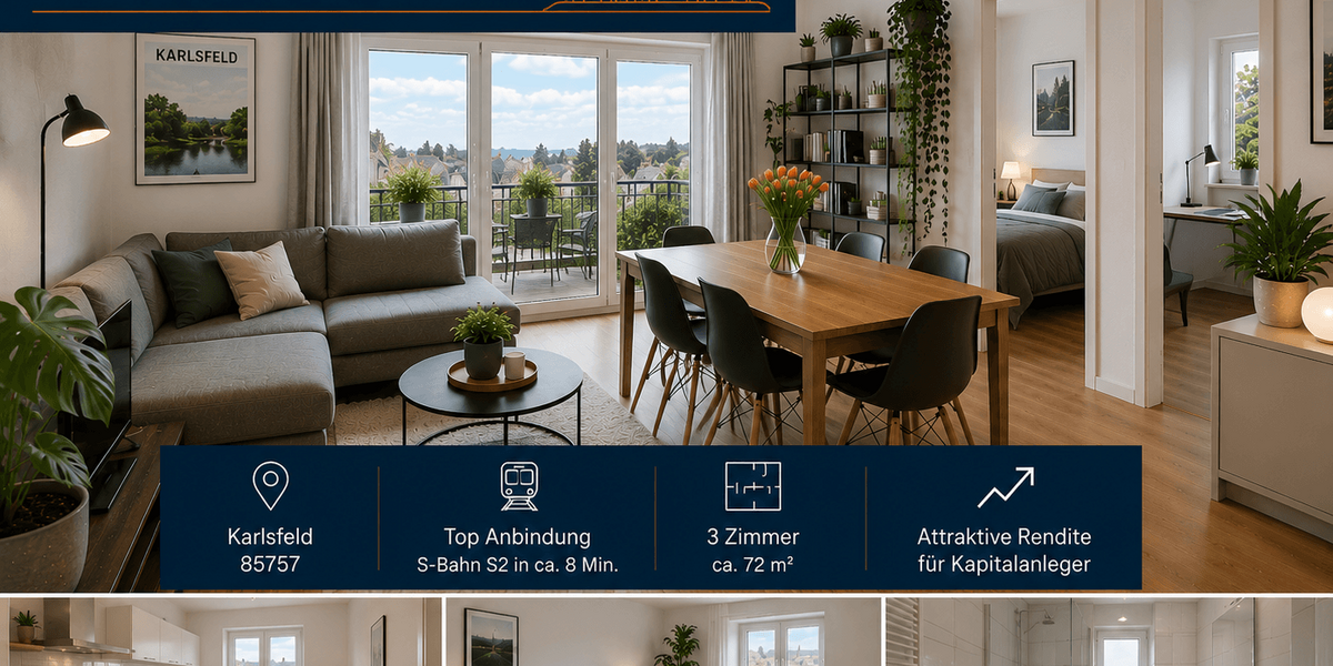 Etagenwohnung Karlsfeld - 3 Zimmer, 56 m&sup2;, 448.890&euro; | Angebot:26902214