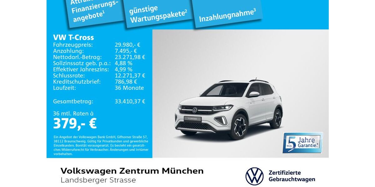 VW T-Cross 4.304 km 29.980 &euro; München 80687