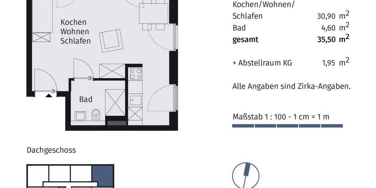 Etagenwohnung München Pasing-Obermenzing - 2 Zimmer, 35 m&sup2;, 1.190&euro; | Angebot:26929290