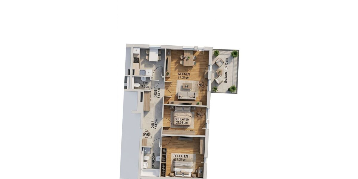 Investment-Rarität am Bavariapark: Gesamte Etage mit 4 Einheiten, Parkblick & XXL- Stellplätzen - Appartement München Schwanthalerhöhe | Angebot:26633732