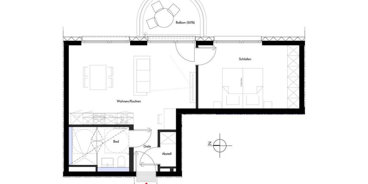 Etagenwohnung München Sendling-Westpark - 2 Zimmer, 55 m&sup2;, 1.830&euro; | Angebot:25992272