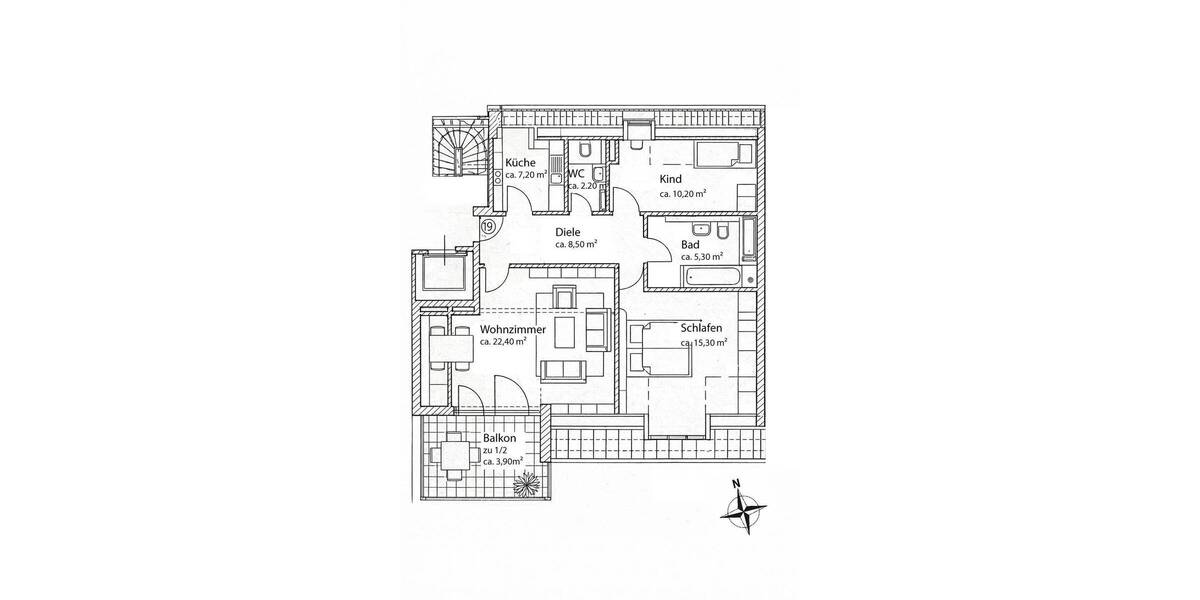 Etagenwohnung Grasbrunn Neukeferloh - 3 Zimmer, 75 m&sup2;, 400.000&euro; | Angebot:25665904