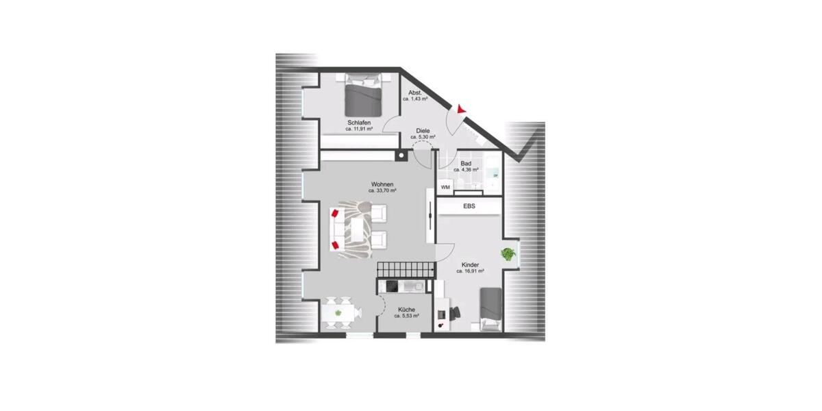 Dachgeschoßwohnung Karlsfeld - 3 Zimmer, 79 m&sup2;, 1.440&euro; | Angebot:26114592