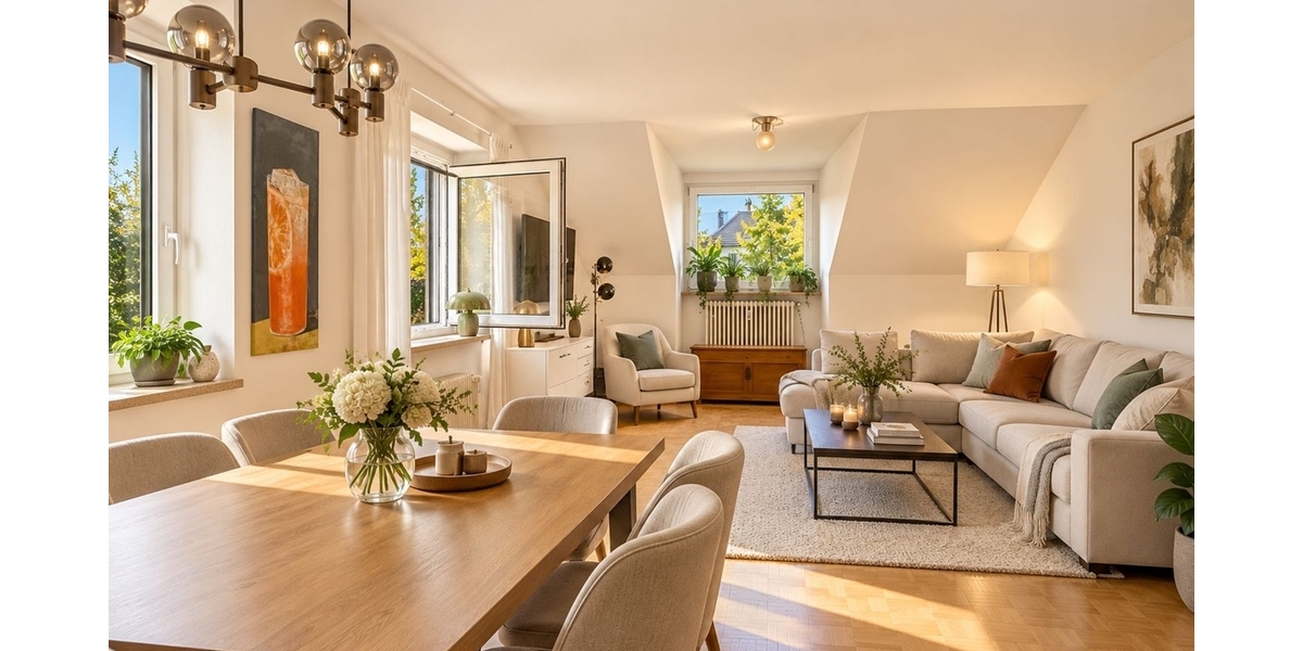 Sonnige DG-Wohnung mit charmantem Wohnambiente in Nymphenburg in der Nähe des Hirschgartens! - Dachgeschoßwohnung München Nymphenburg | Angebot:27737032