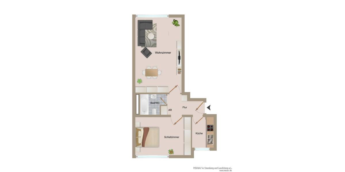 Etagenwohnung München Thalk.Obersendl.-Forsten-Fürstenr.-Solln - 2 Zimmer, 48 m&sup2;, 345.000&euro; | Angebot:26160778