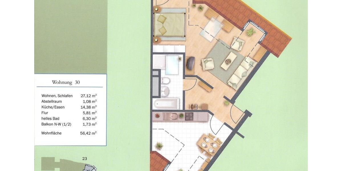 Dachgeschoßwohnung Markt Schwaben - 1.5 Zimmer, 56 m&sup2;, 315.000&euro; | Angebot:26489354