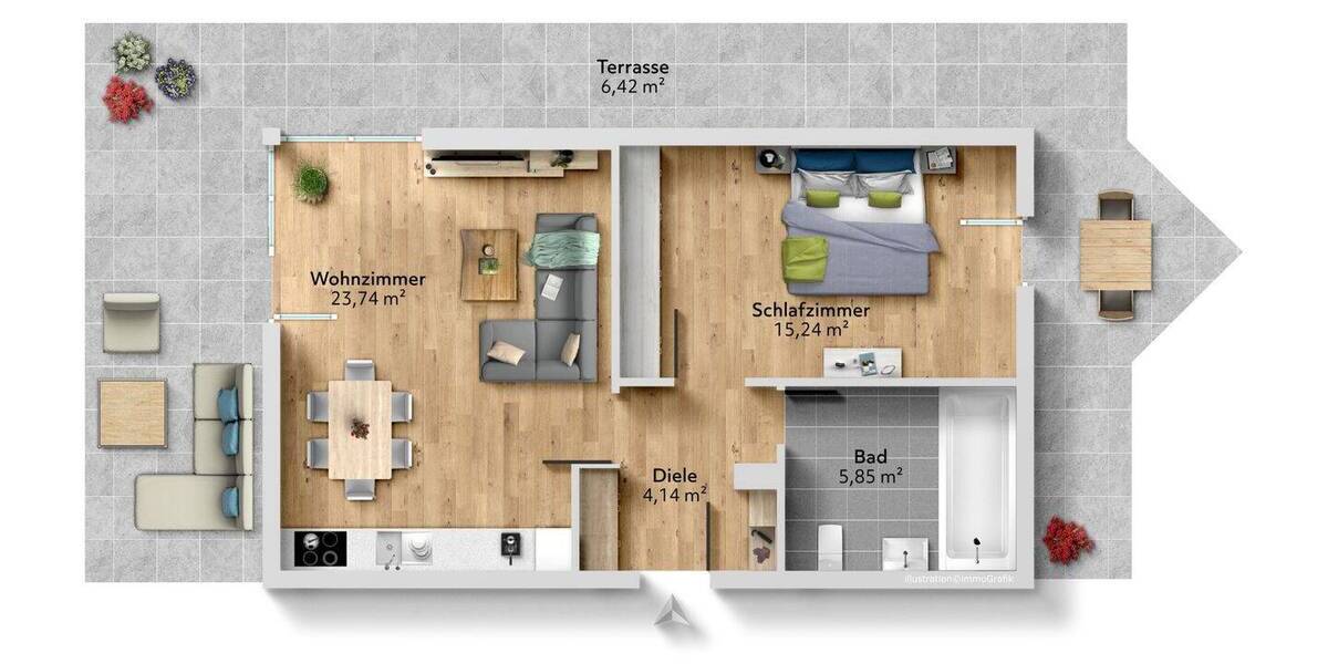 Etagenwohnung Dachau - 2 Zimmer, 55 m&sup2;, 1.070&euro; | Angebot:26105468