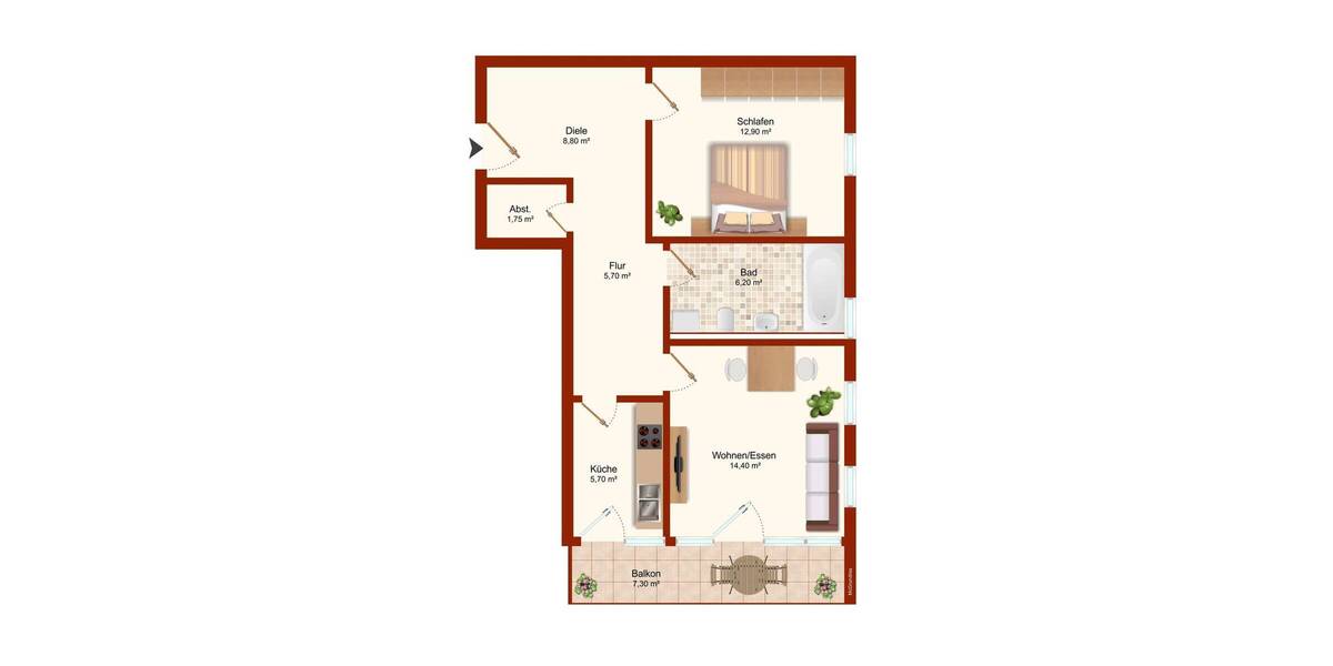Etagenwohnung Neufahrn bei Freising Neufahrn - 2 Zimmer, 59 m&sup2;, 339.000&euro; | Angebot:26230499