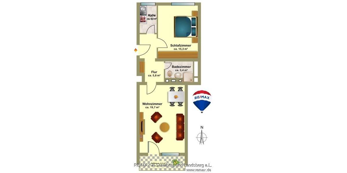 Etagenwohnung München Sendling-Westpark - 2 Zimmer, 51 m&sup2;, 389.000&euro; | Angebot:26320374