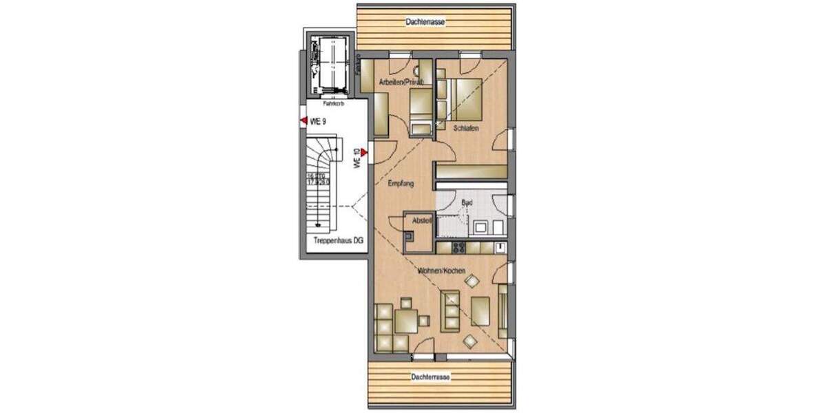 Moderne 3-Zimmer-Dachgeschoss-Wohnung mit 2 Dachterrassen in der Gartenstadt-Trudering 3 zimmer