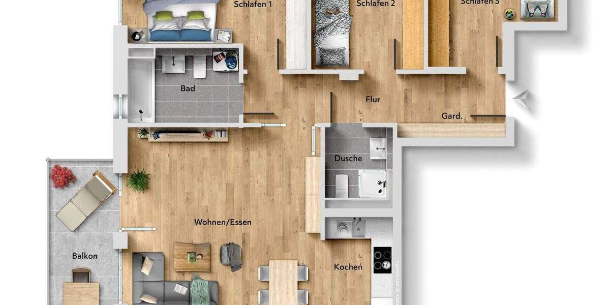 Etagenwohnung Fürstenfeldbruck - 4 Zimmer, 94 m&sup2;, 569.000&euro; | Angebot:25664010