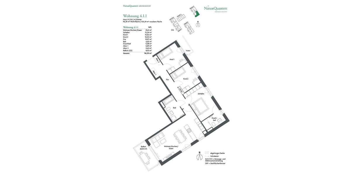 Etagenwohnung Haar Gronsdorf - 4 Zimmer, 96 m&sup2;, 998.000&euro; | Angebot:25796320