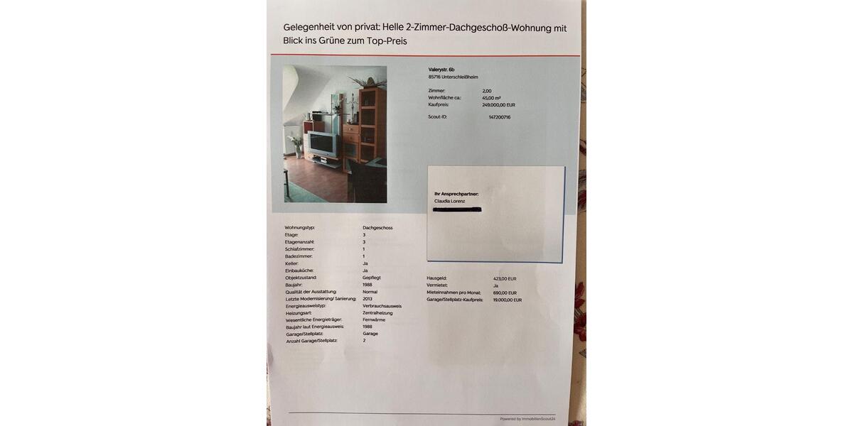 Dachgeschoßwohnung Unterschleißheim - 2 Zimmer, 45 m&sup2;, 229.000&euro; | Angebot:26822045