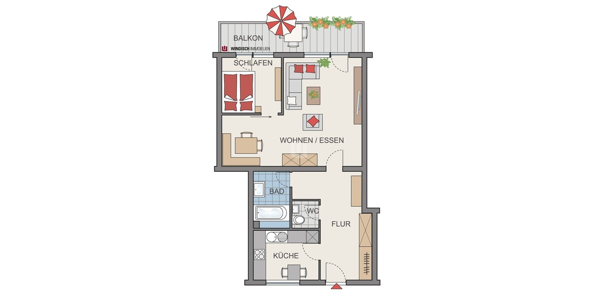 WINDISCH IMMOBILIEN - Gut geschnittene 2-Zimmerwohnung - perfekt für den Single - ruhige Lage - Etagenwohnung Emmering | Angebot:27688610