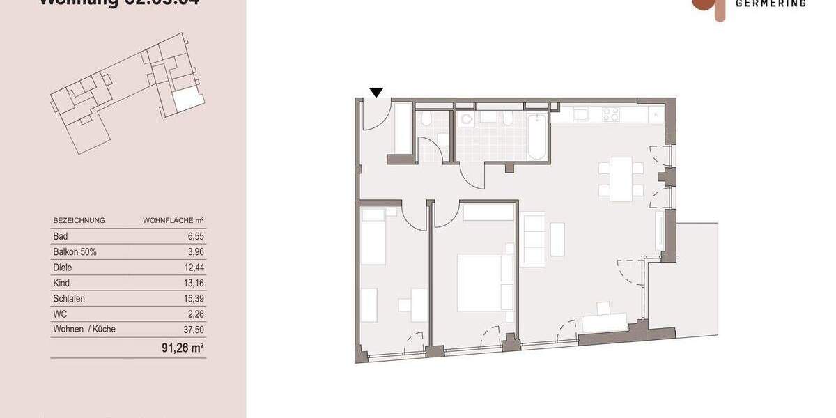 Etagenwohnung Germering - 3 Zimmer, 91 m&sup2;, 879.900&euro; | Angebot:25815428