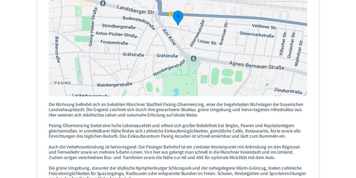 Etagenwohnung München Pasing-Obermenzing - 1 Zimmer, 36 m&sup2;, 229.000&euro; | Angebot:26822053