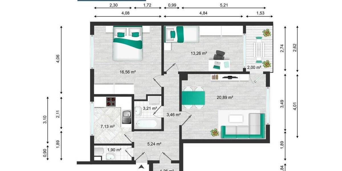 Etagenwohnung München Bogenhausen - 3 Zimmer, 75 m&sup2;, 559.000&euro; | Angebot:26797070