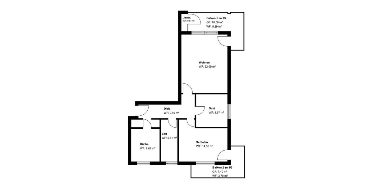 Etagenwohnung Starnberg - 3 Zimmer, 77 m&sup2;, 439.000&euro; | Angebot:26879684