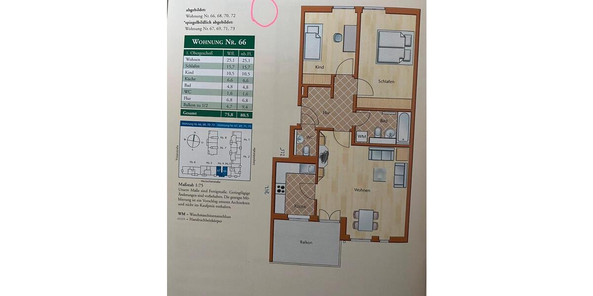Etagenwohnung München Schwabing-Freimann - 3 Zimmer, 78 m&sup2;, 1.180.000&euro; | Angebot:26577956