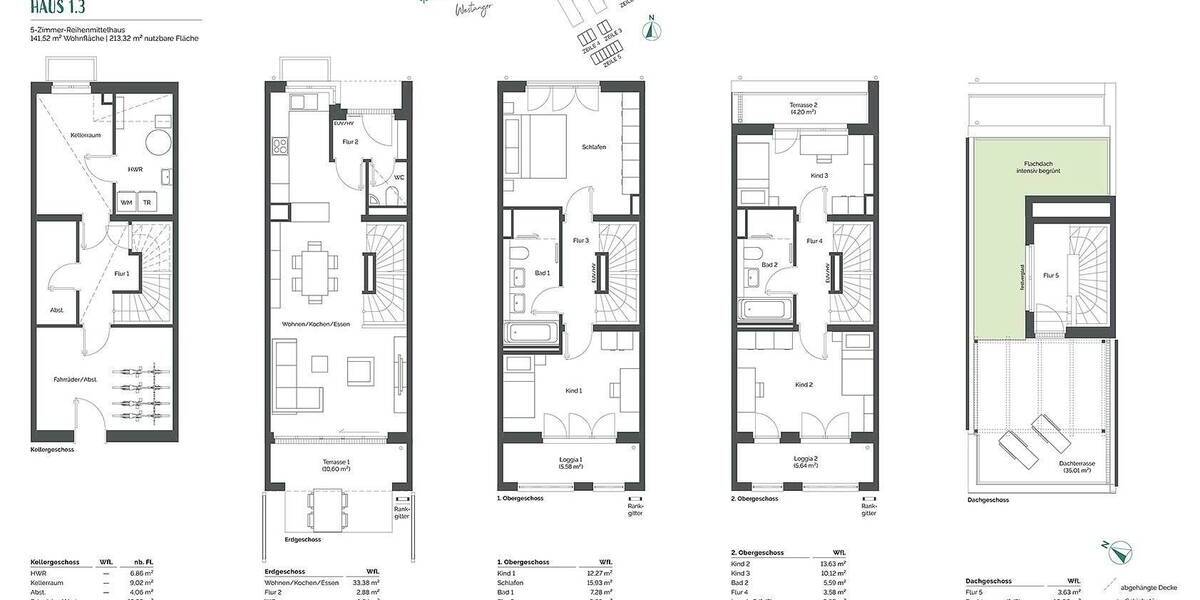 Reihenmittelhaus Kirchheim b. München Kirchheim - 5 Zimmer, 141 m&sup2;, 1.190.000&euro; | Angebot:25661972