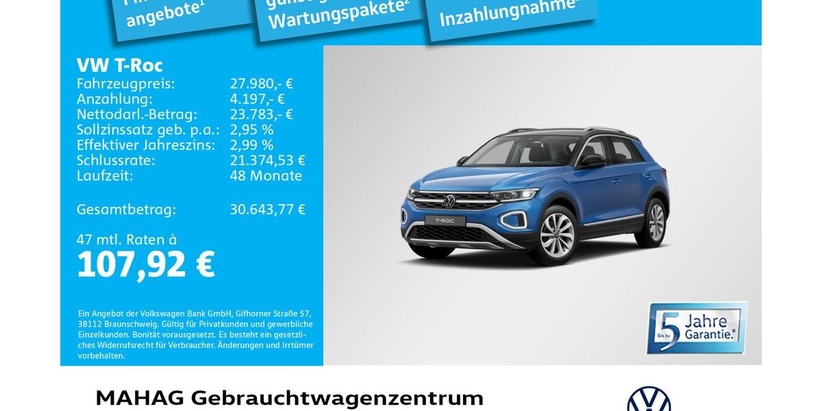 VW T-Roc 8.553 km 27.980 &euro; München 80935