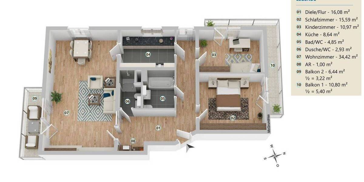 Etagenwohnung Deisenhofen Deisenhofen - 3 Zimmer, 103 m&sup2;, 1.660&euro; | Angebot:26319658