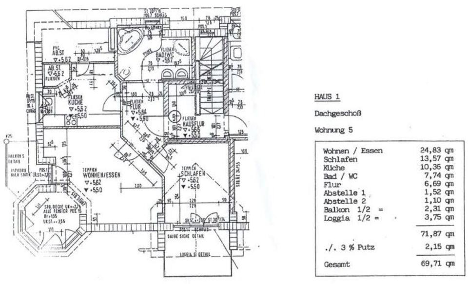 Excl. Dachstudiowohnung mit Balkon 2 zimmer