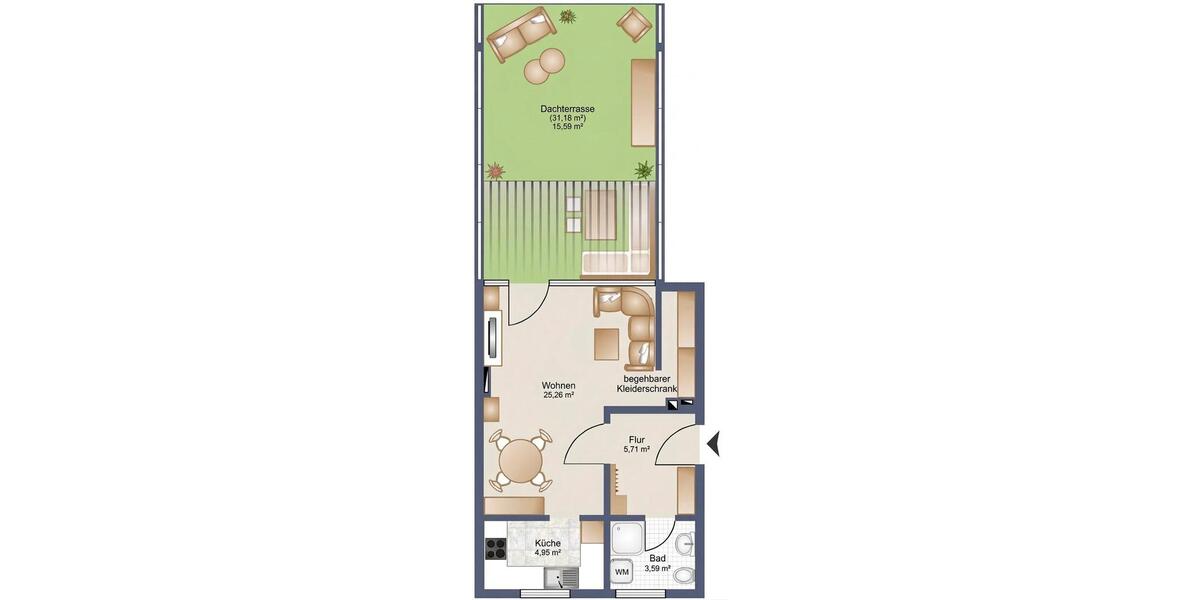 Dachgeschoßwohnung München Sendling-Westpark - 1 Zimmer, 55 m&sup2;, 1.395&euro; | Angebot:26258734